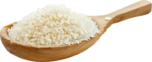 ai generado blanco arroz granos en de madera cuchara png
