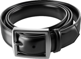 AI generated Classic Black Leather Belt with Buckle png