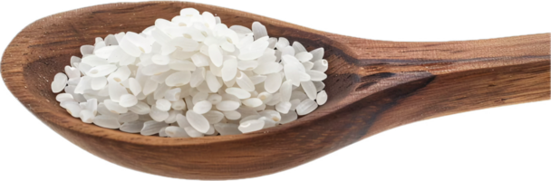 ai generado blanco arroz granos en de madera cuchara png