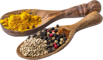 AI generated Spices Assortment in Wooden Spoon png