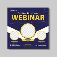 Online business webinar post template. Social media post design for marketing webinar vector