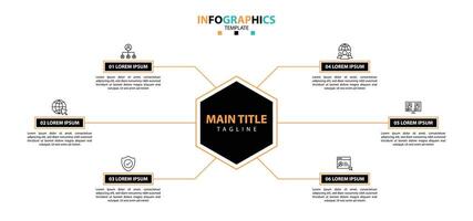 Infographic design template. Timeline concept with 6 steps. vector
