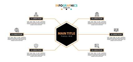 Infographic design template. Timeline concept with 6 steps. vector