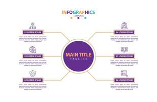 Infographic design template. Timeline concept with 6 steps. vector