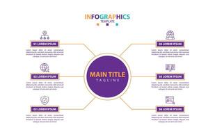 Infographic design template. Timeline concept with 6 steps. vector