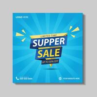 Super Sale Modern Banner Design, End of Season Special Offers, Fashion Sale Social Media Post, and Mega Sales Abstract Background Vector Illustration