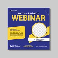 Online business webinar post template. Social media post design for marketing webinar vector