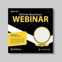 Online business webinar post template. Social media post design for marketing webinar vector