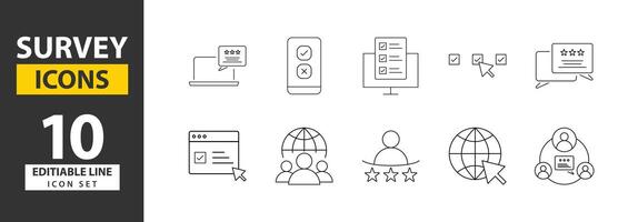 Clipboard and Survey Icons Checklist with Gear, Checkmarks, Magnifier, Pencil, Quality Check Line, Form, and Technical Support Pixel Perfect Survey Icons vector