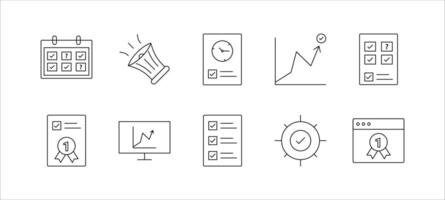 Strategic Steps Action Plan Icon Set with Banner Concept. Featuring Planning, Scheduling, Strategy, Analysis, Tasks, and Goals for Effective Execution. vector