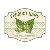 hand drawn hops label design vector