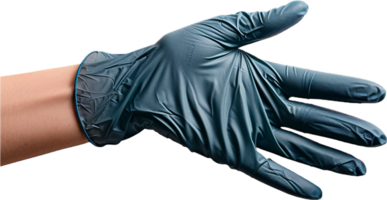 ai generiert Hand tragen ein Blau schützend Latex Handschuh png