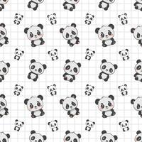 Hand Drawn Cute Panda Pattern Seamless Background vector