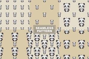 Hand Drawn Cute Panda Pattern Seamless Background vector