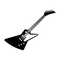 Guitar illustration icon black and white style design isolated white background vector