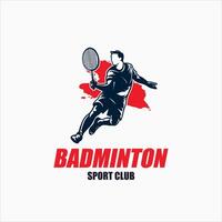 moderno apasionado bádminton jugador en acción logo vector