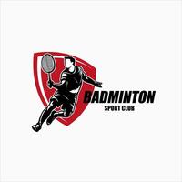 moderno apasionado bádminton jugador en acción logo vector