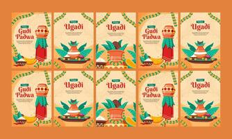 happy ugadi padwa festivity vector flat design