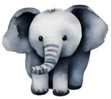 AI generated Watercolor and painting cute elephant cartoon art. Animal and wildlife png