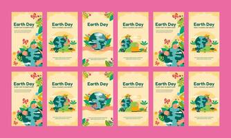 international earth day social media template vector flat design set