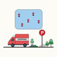 logistic transportation shipping courier cargo illustration simple concept flat truck vector logo