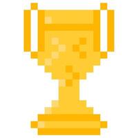 del ganador taza para 8 bits juegos. vector icono en píxel Arte estilo