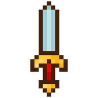 Sword for 8-bit games. Vector icon in pixel art style