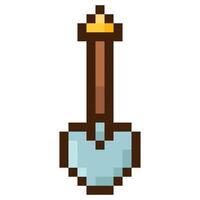 Shovel for 8-bit games. Vector icon in pixel art style