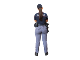 Female police officer standing, back view png