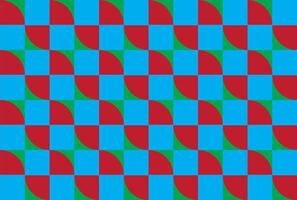 Illustration pattern, Abstract Geometric Style. Repeating Sample red and green color in square with curve line on blue background. vector