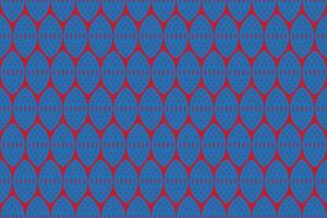Illustration, pattern of blue rugby shape on red background. vector