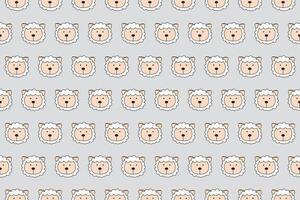 Illustration, wallpaper face of sheep on soft grey color background. vector