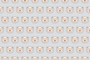 Illustration, wallpaper face of sheep on soft grey color background. vector