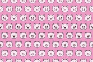 Illustration, wallpaper face of pig on soft pink color background. vector