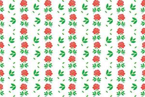 Illustration, pattern of rose flower with leaf on white background. vector