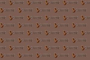 Illustration of the coffee beans with caffeine character on brown background. vector