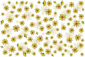 Illustration wallpaper of Abstract yellow flower on white background. vector