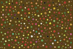 Illustration wallpaper, Multicolor leaf on brown background. vector