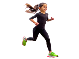 AI generated Youthful energy girl running on isolated background png