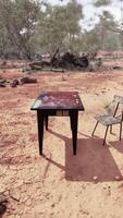 old ruster metal table in desert video