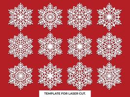 Set of snowflakes. Laser cut pattern for christmas paper cards, design elements, scrapbooking. Vector illustration.