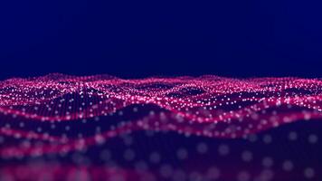 digital dynamic particle waves with light motion lights background, data flow, cyber technology video