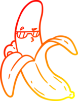 warm gradient line drawing of a cartoon banana png