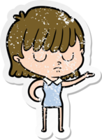 distressed sticker of a cartoon woman png