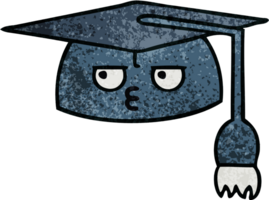 retro grunge texture cartoon of a graduation hat png