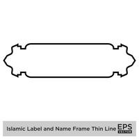 Islamic Label and Name Frame Thin Line Black stroke silhouettes Design pictogram symbol visual illustration vector