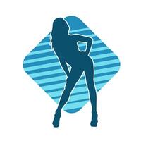 Silhouette of A Female Dancer in Action Pose. Silhouette of A Slim Woman in Dancing Pose. vector