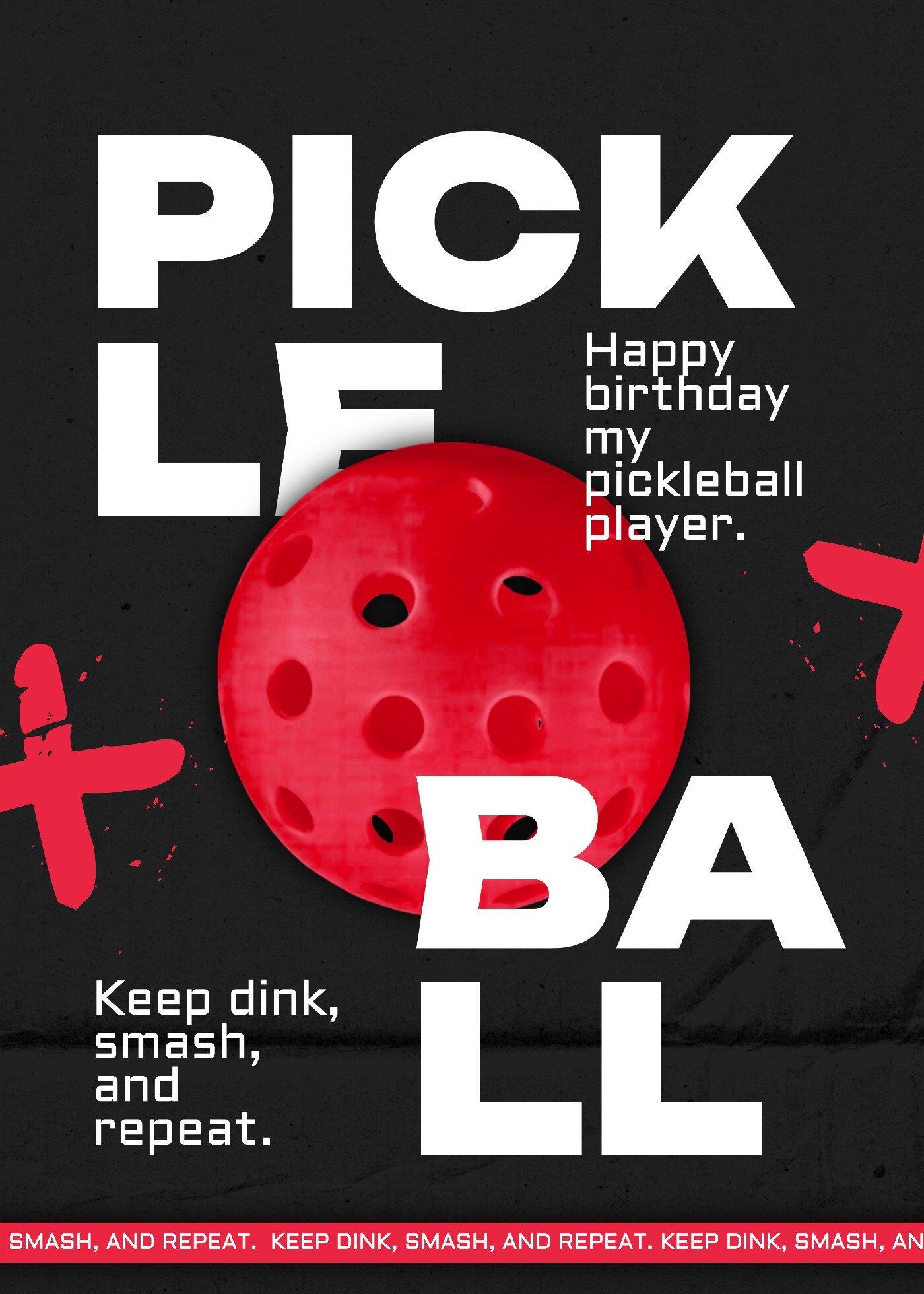 Pickleball Birthday Greeting Card Template