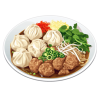 AI generated Plate of Bakso png isolated on transparent background