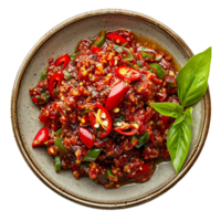 AI generated Plate of Sambal png isolated on transparent background